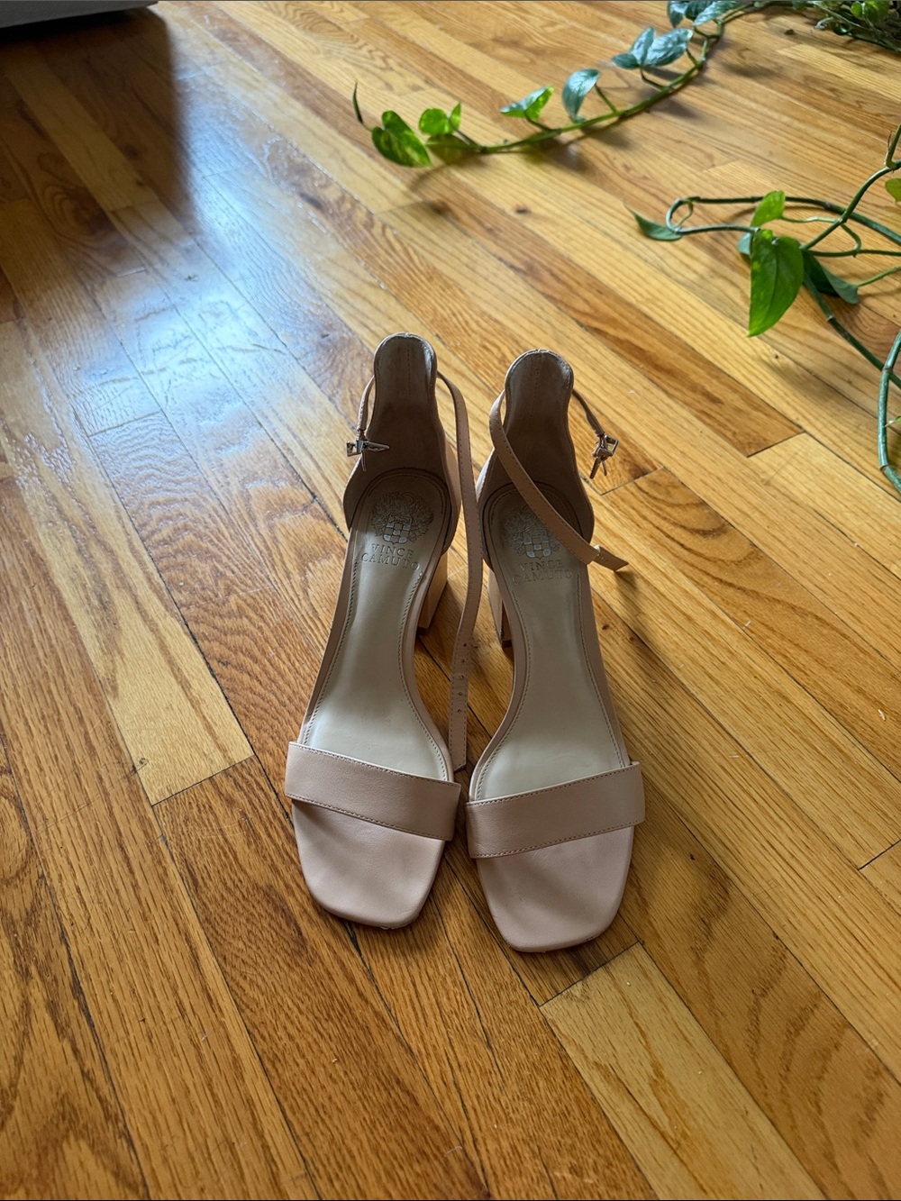 Blush Ankle-Strap Block Heels